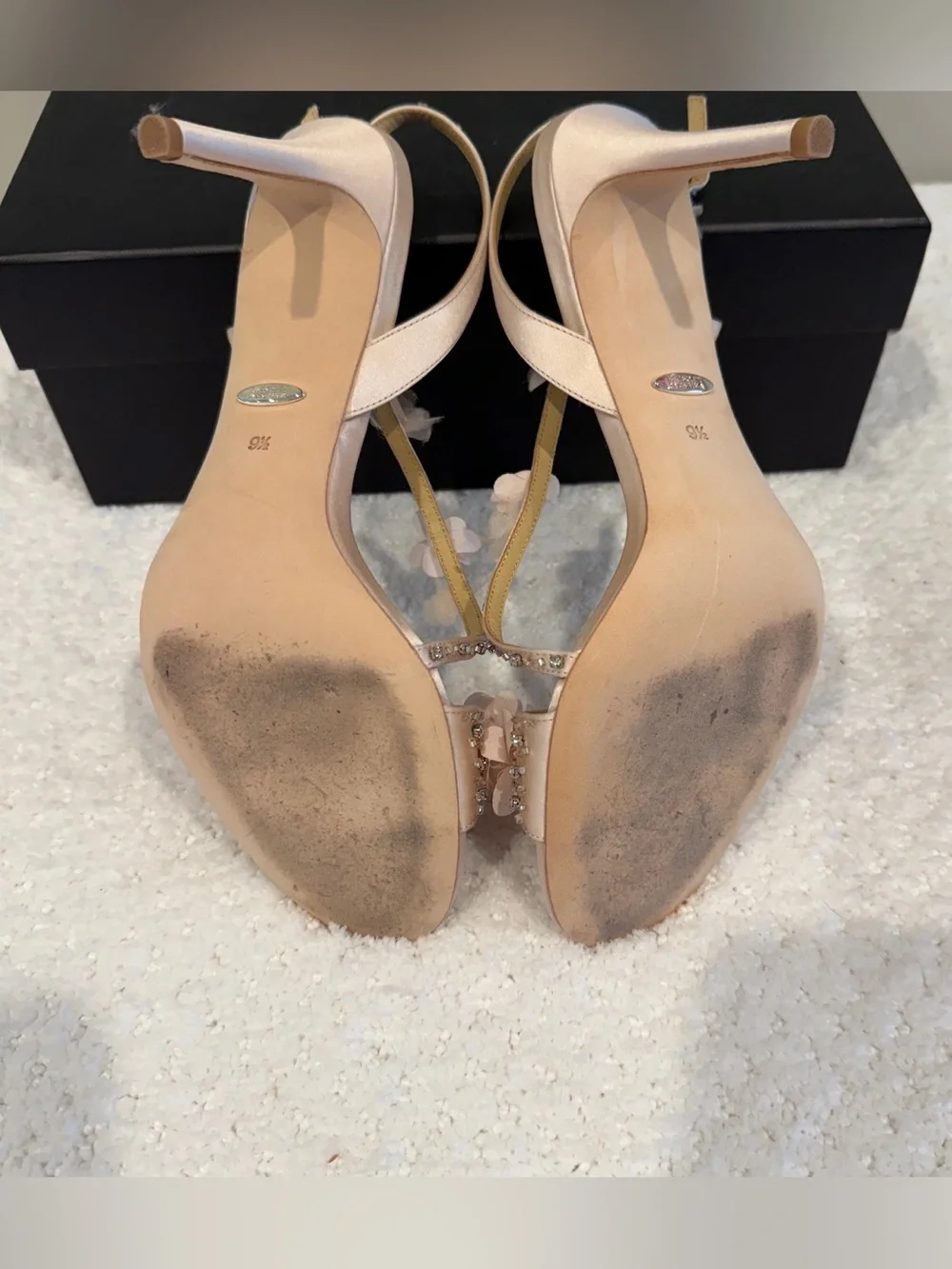 Badgley Mischka Irene Floral Embellished Satin Heels